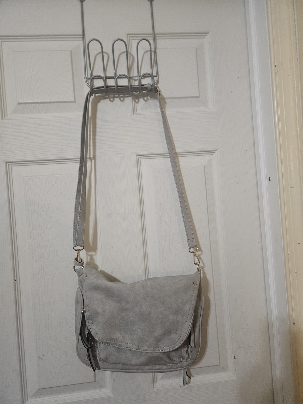 Target Gray Faux-Leather Crossbody Messenger Bag